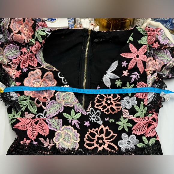 🆕 BRONX & BANCO 🧿NWOT Camille Floral Embroidered Tiered Midi Dress, Sz S / US4 - Picture 15 of 16